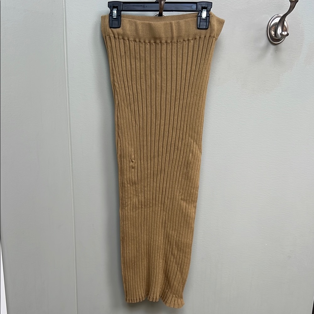 Cider Warm Brown Ribbed Skirt